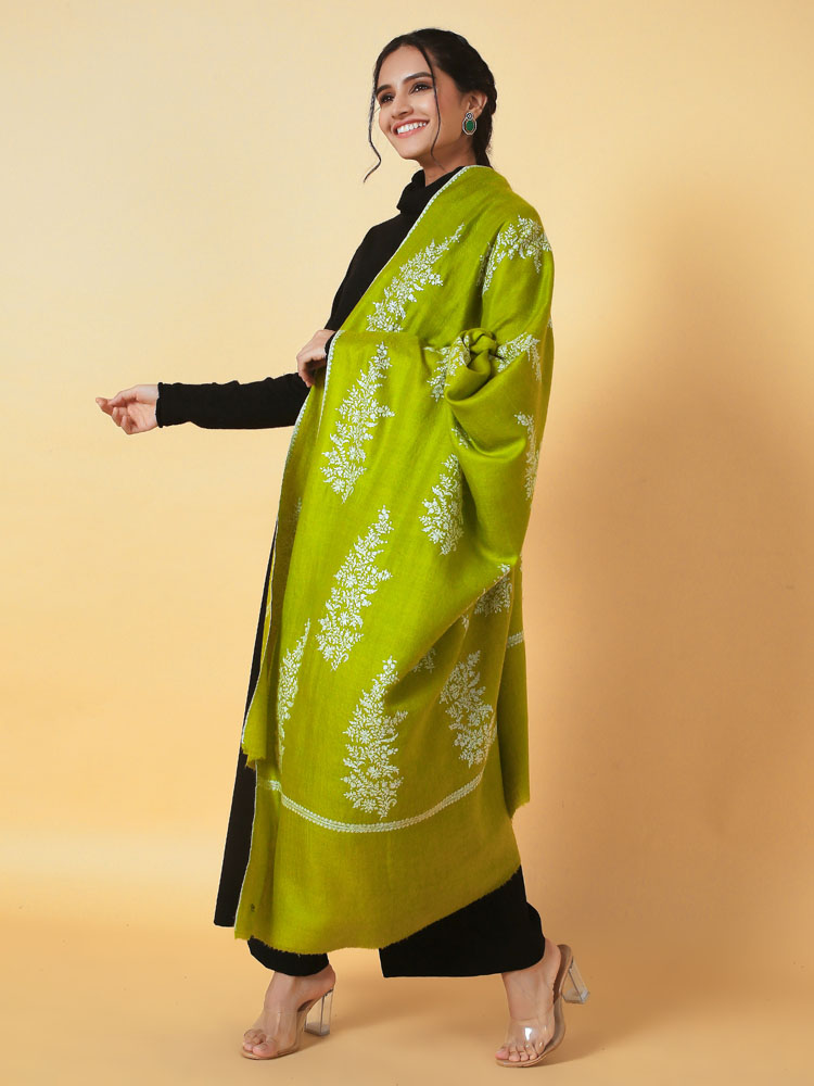 Posh Butehdar Pashmina Shawl - Mint Green